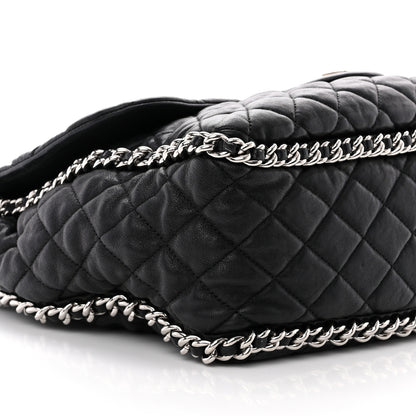 Chanel Washed Lambskin Quilted Maxi Chain Around Flap Black 9 of 16