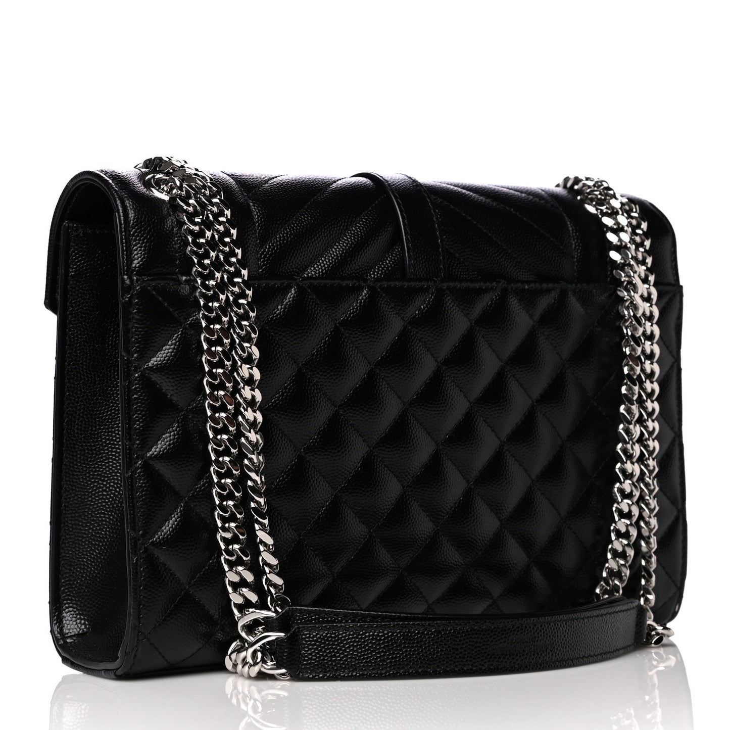 Grain De Poudre Textured Mixed Matelasse Triquilt Medium Monogram Satchel Black