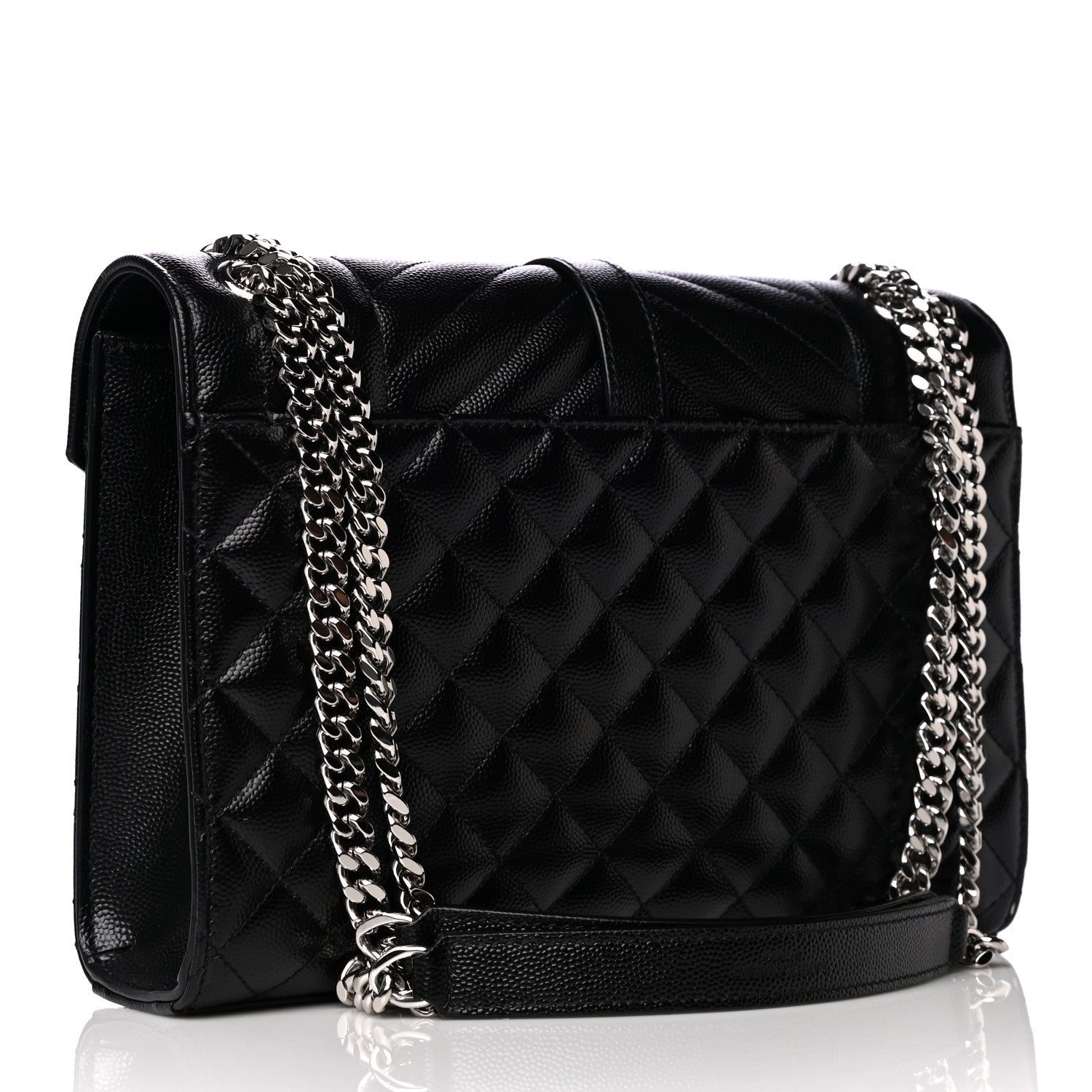 Saint Laurent Grain De Poudre Textured Mixed Matelasse Triquilt Medium Monogram Satchel Black 3 of 10