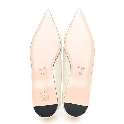 Gucci Nappa Lumiere Deva Horsebit Chain Embellished Flats 35 Dusty White 5 of 7