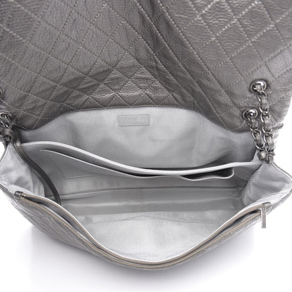 Chanel Metallic Calfskin Quilted XXL Travel Flap Bag Dark Silver 5 of 10