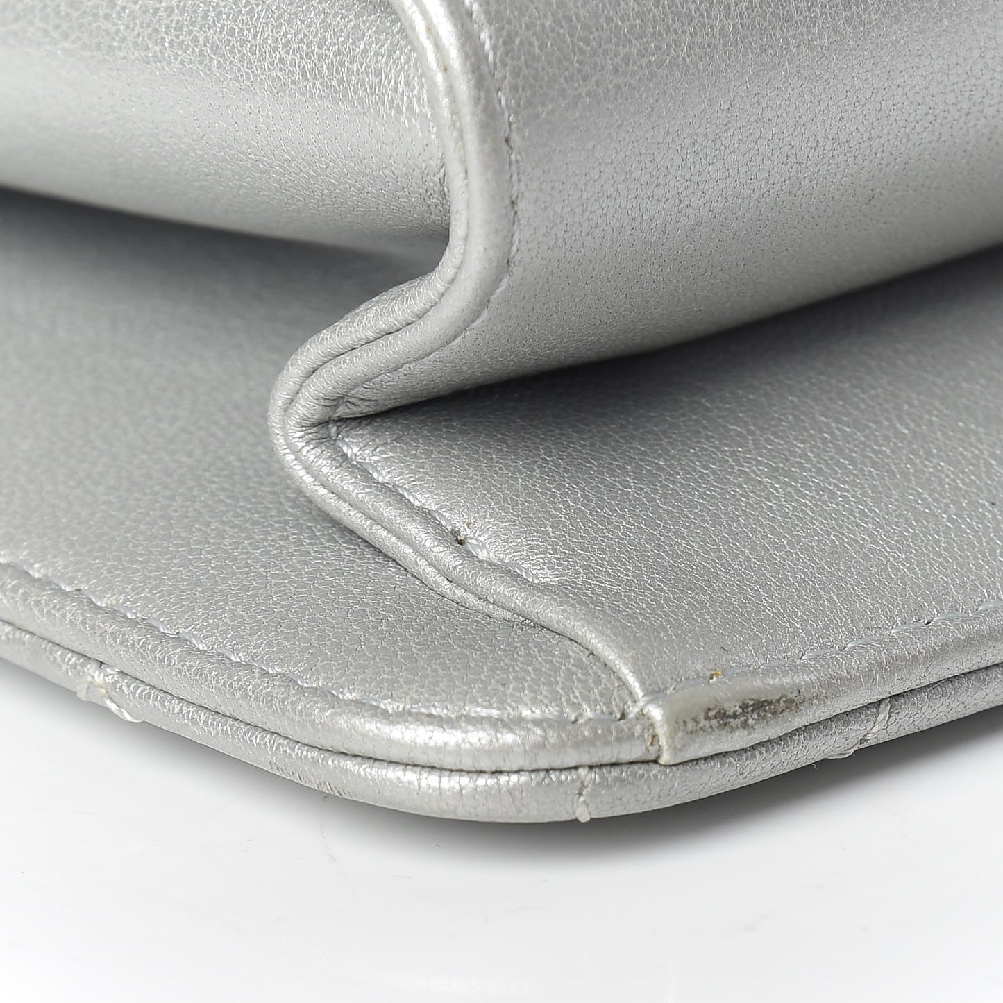 Metallic Sheepskin Quilted Beauty Lock Flap Silver