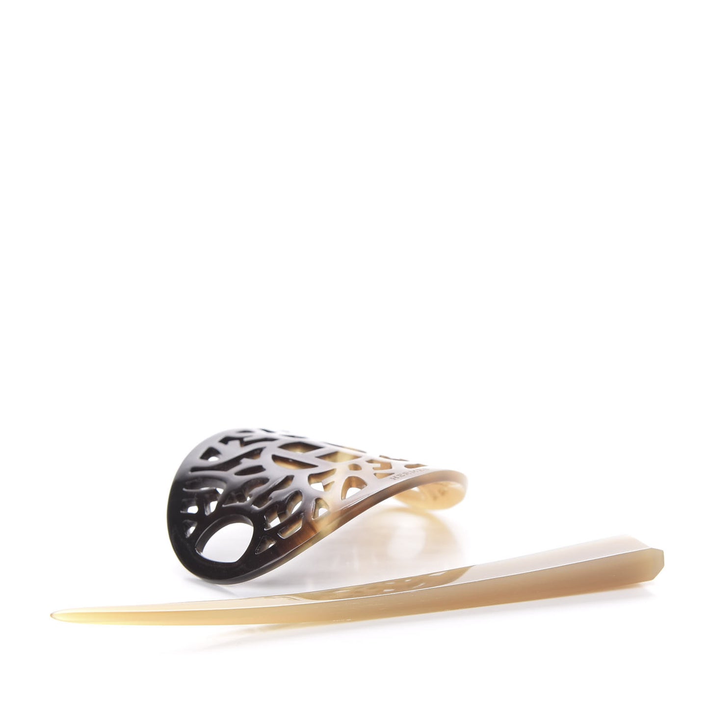 Buffalo Horn Curved Rocaille Hair Barette Natural