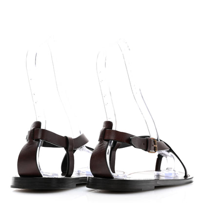 Saint Laurent Calfskin Culver Flat Sandals 39 Dark Brown 4 of 8