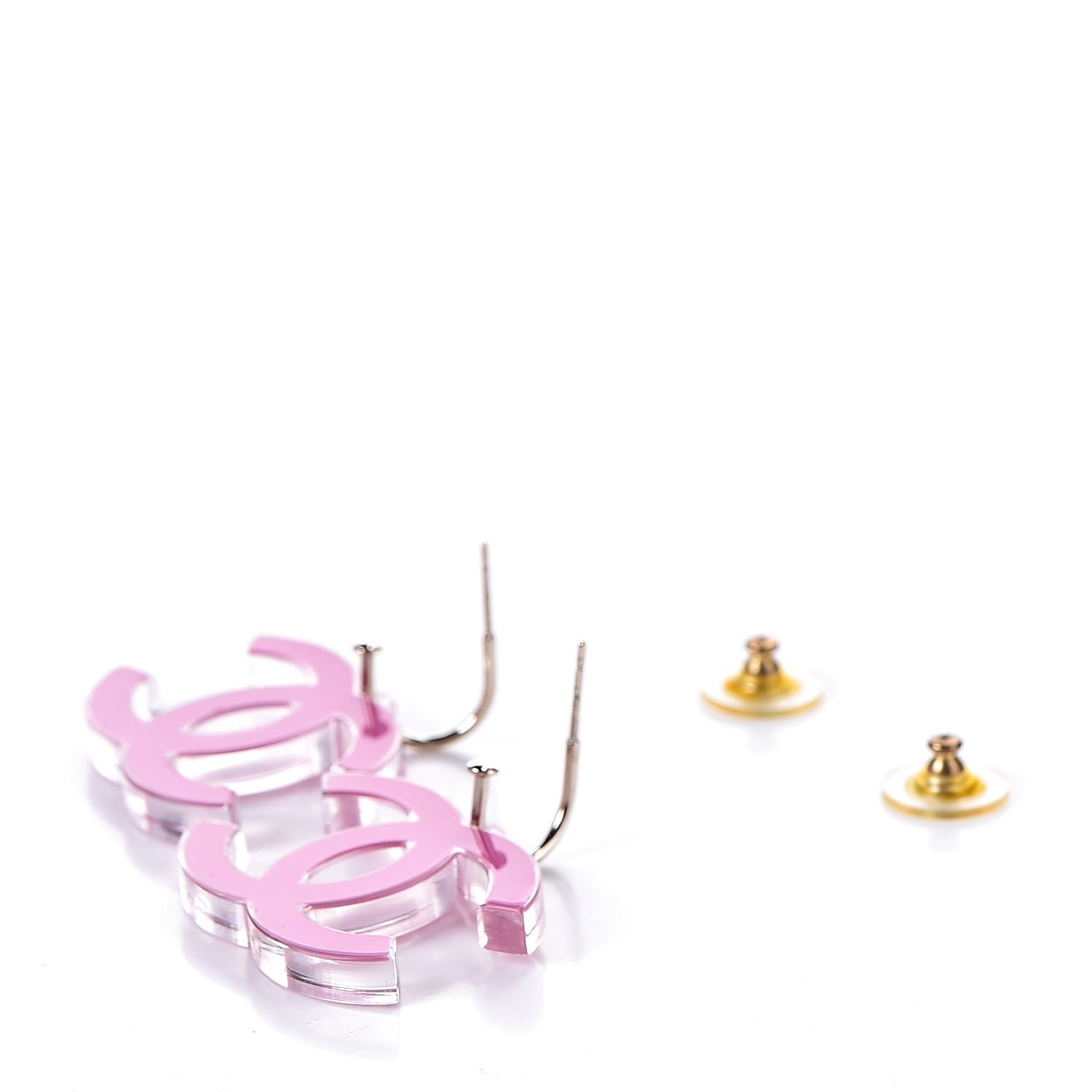 Chanel Lucite CC Drop Earrings Pink 3 of 5