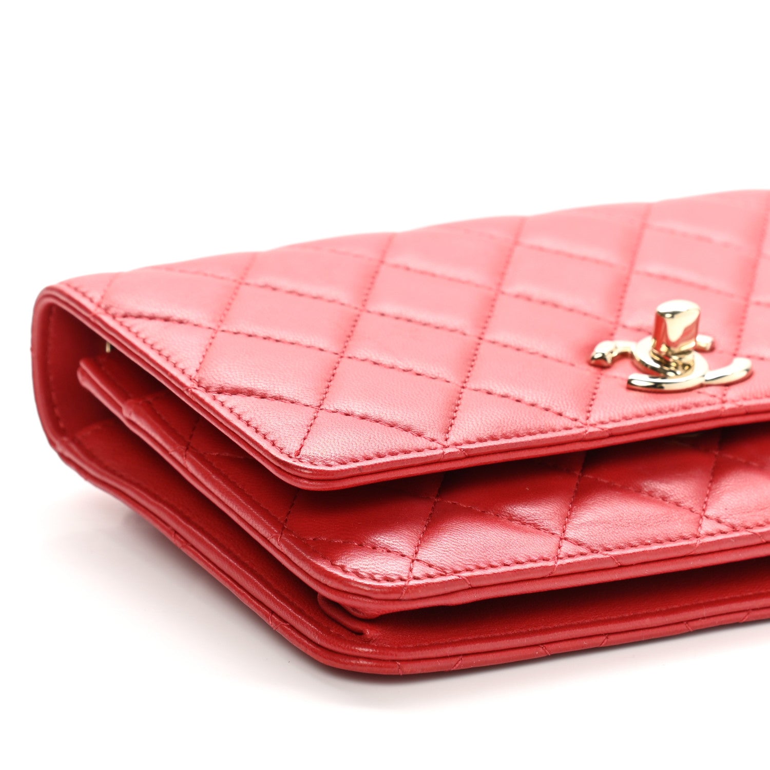 Chanel Lambskin Quilted Trendy CC Wallet On Chain WOC Red 18 of 23