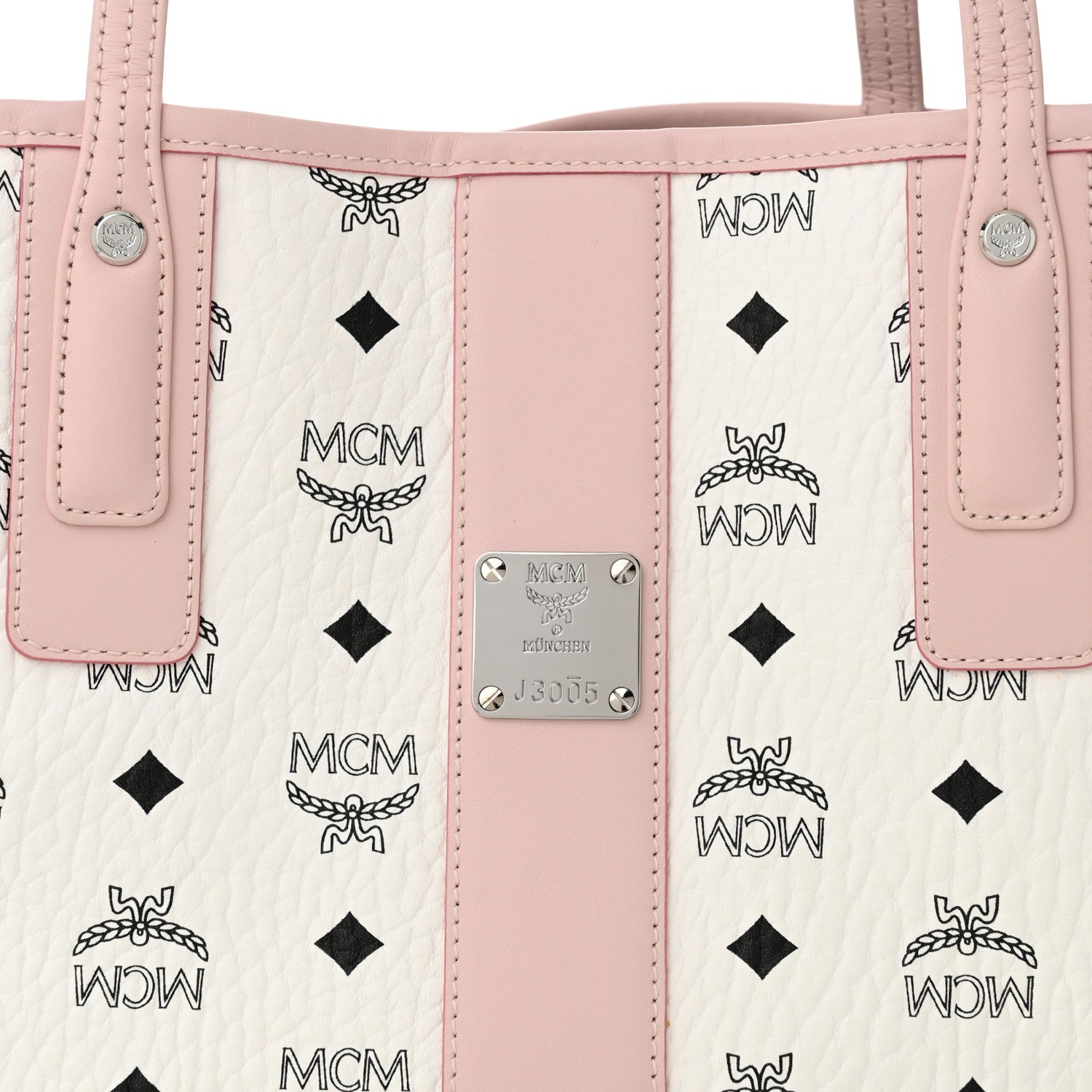 MCM Visetos Medium Liz Reversible Shopper Tote White Soft Pink 13 of 22