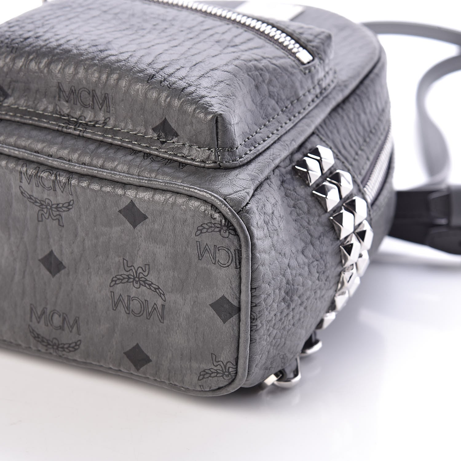 MCM Visetos Studded X-Mini Bebe Boo Backpack Grey 8 of 9