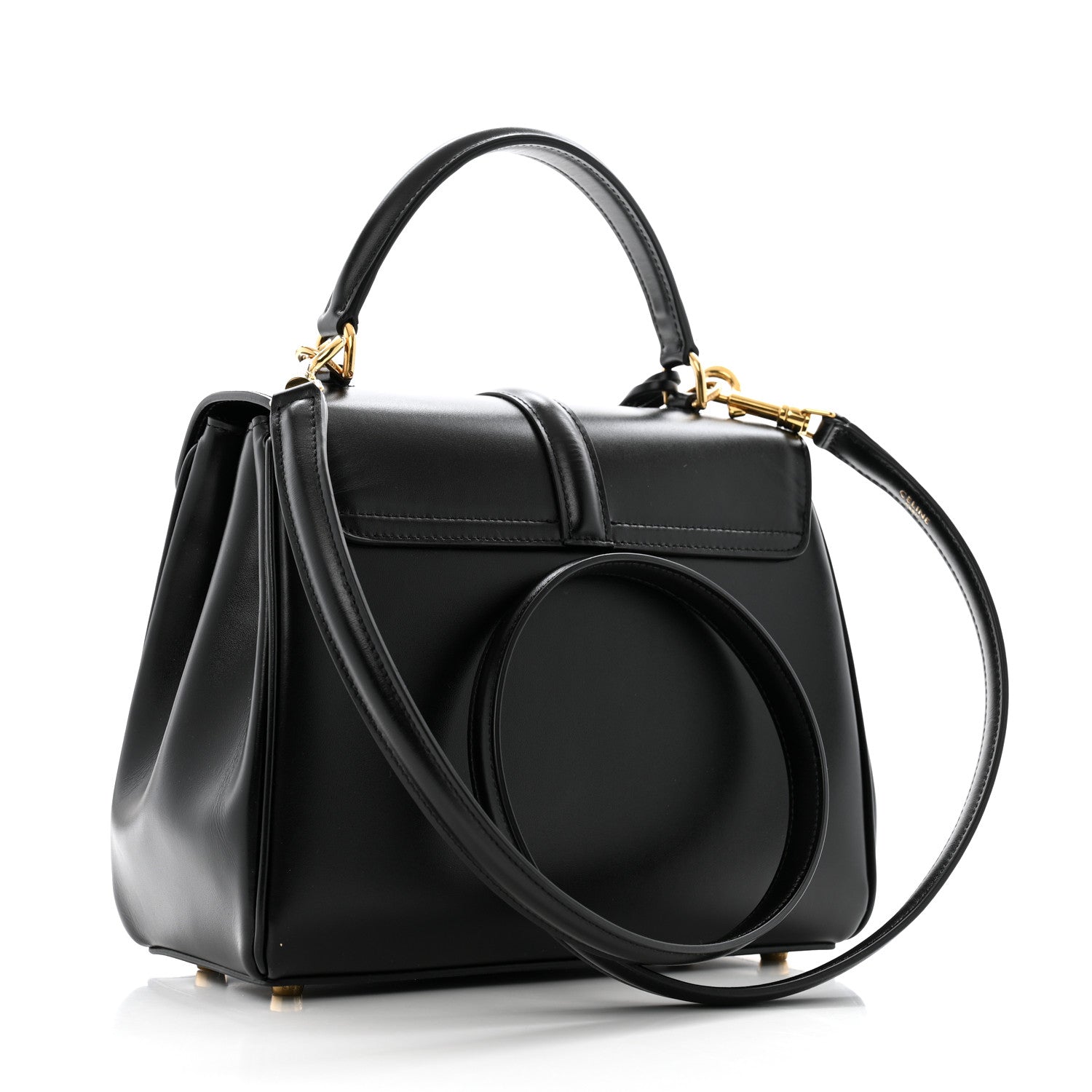 Celine Satinated Calfskin Small 16 Top Handle Bag Black 3 of 14