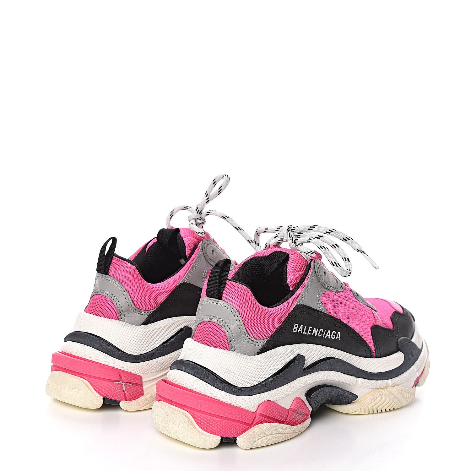 Balenciaga Fabric Mesh Womens Triple S Sneakers 38 Fluo Pink Grey White 4 of 9