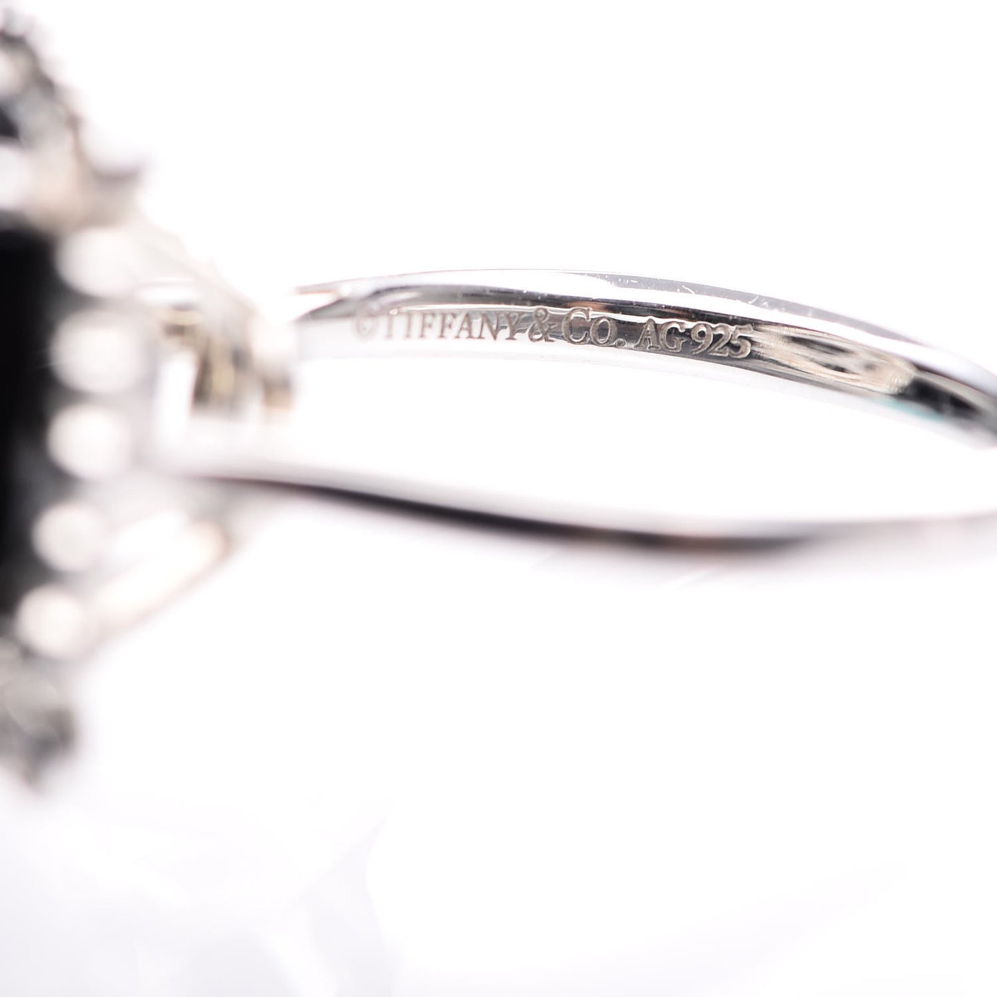 Sterling Silver Black Spinel Diamond 15mm Ziegfeld Ring 50 5.25