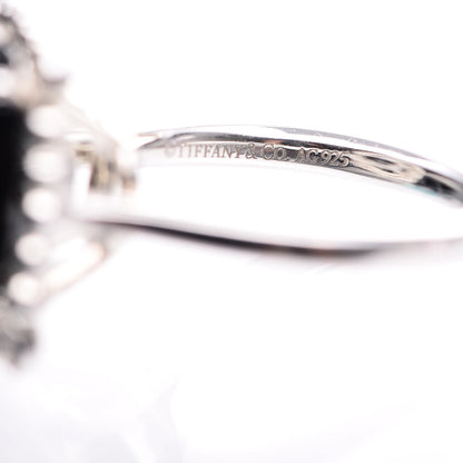 Tiffany Sterling Silver Black Spinel Diamond 15mm Ziegfeld Ring 50 5.25 7 of 8