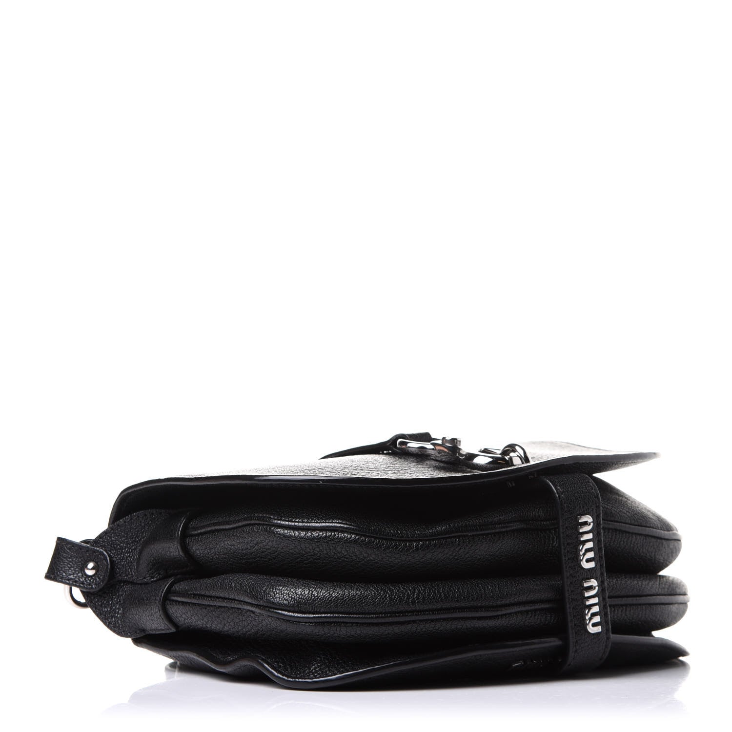 Miu Miu Goatskin Madras Flap Shoulder Bag Black 3 of 10
