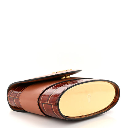 Chloe Calfskin Crocodile Embossed Small Aby Lock Chestnut Brown 4 of 10