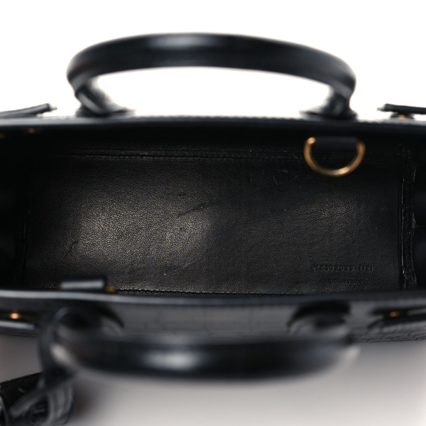 Calfskin Crocodile Embossed Nano Sac De Jour Black