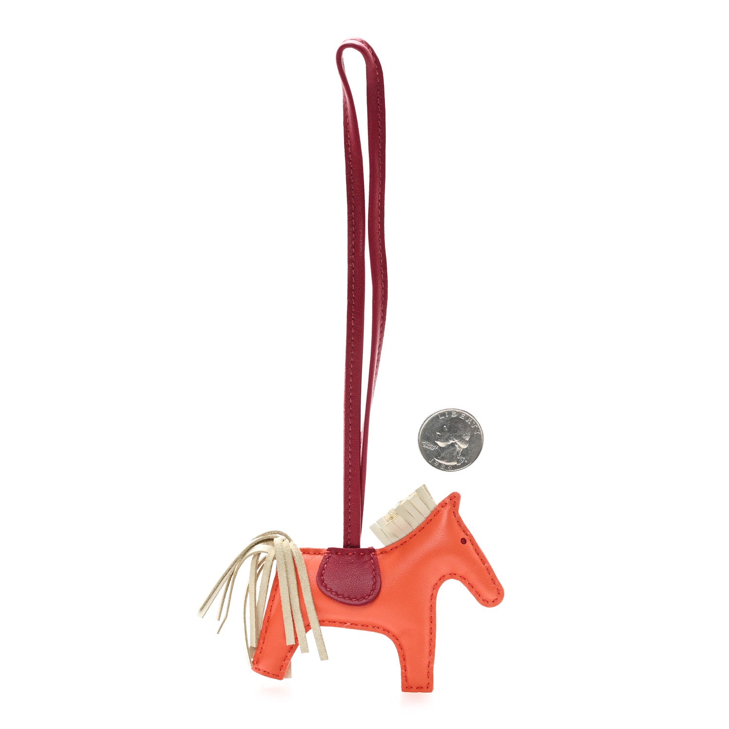 Hermes Milo Lambskin Grigri Rodeo Horse Bag Charm PM Orange Poppy Craie Cornaline 2 of 4