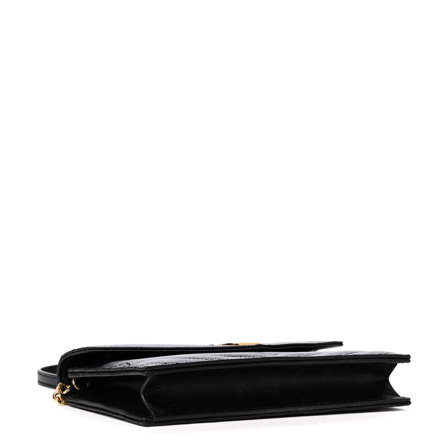 Grain De Poudre Matelasse Chevron Monogram Envelope Chain Wallet Black