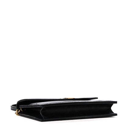 Saint Laurent Grain De Poudre Matelasse Chevron Monogram Envelope Chain Wallet Black 3 of 4