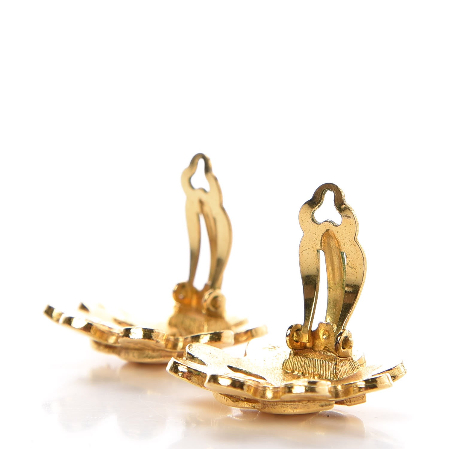 Chanel CC Flower Clip On Earrings Gold 3 of 4