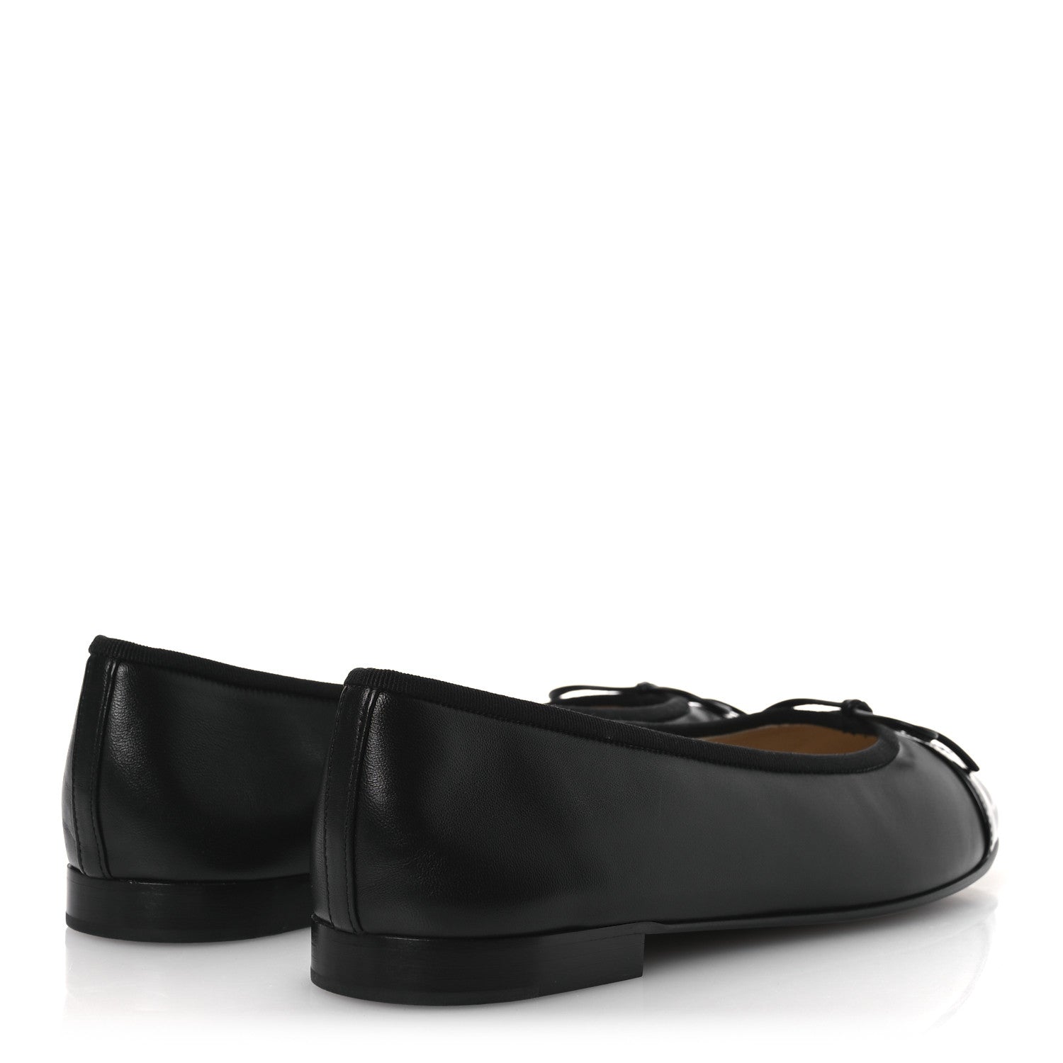 Chanel Lambskin Patent Cap Toe Ballerina Flats 40.5 Black 5 of 11