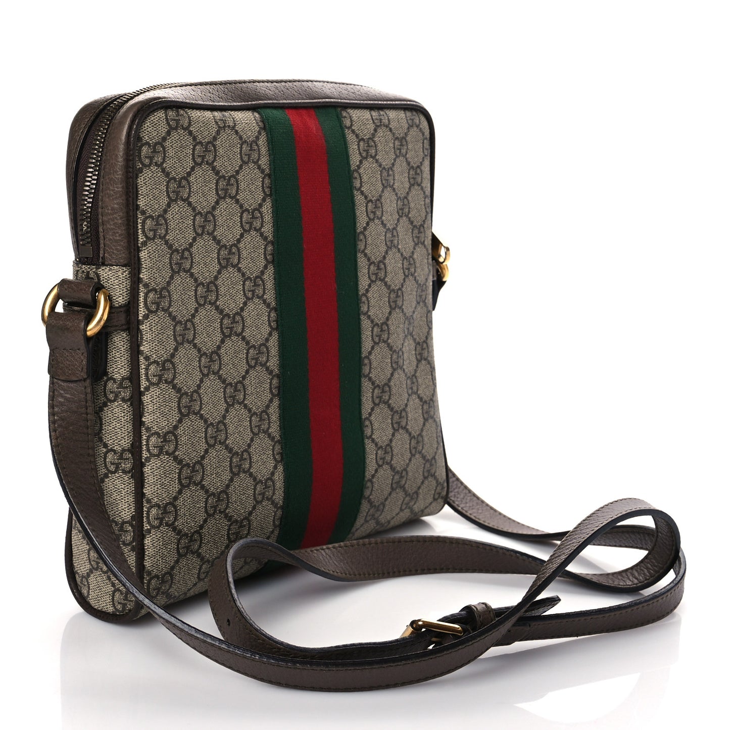 GG Supreme Monogram Web Small Ophidia Messenger Bag Brown