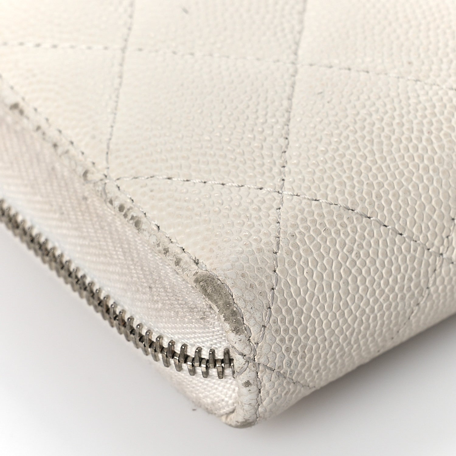 Chanel Caviar Quilted Large Gusset Zip Around Wallet White 13 of 20
