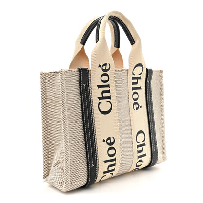 Chloe Cotton Calfskin Small Woody Ribbon Tote White Blue White Blue 3 of 11