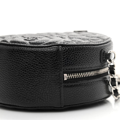 Chanel Caviar Camellia Embossed Round Clutch With Chain Black 10 of 11