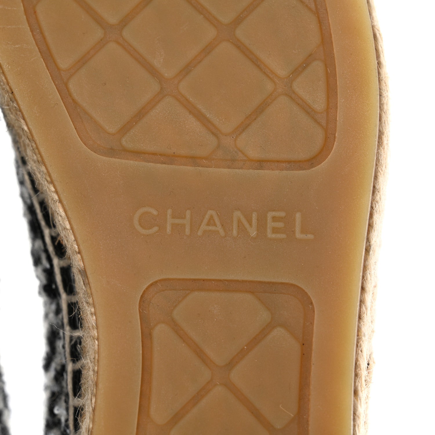 Chanel Tweed Lambskin CC Espadrilles 39 White Black 7 of 10
