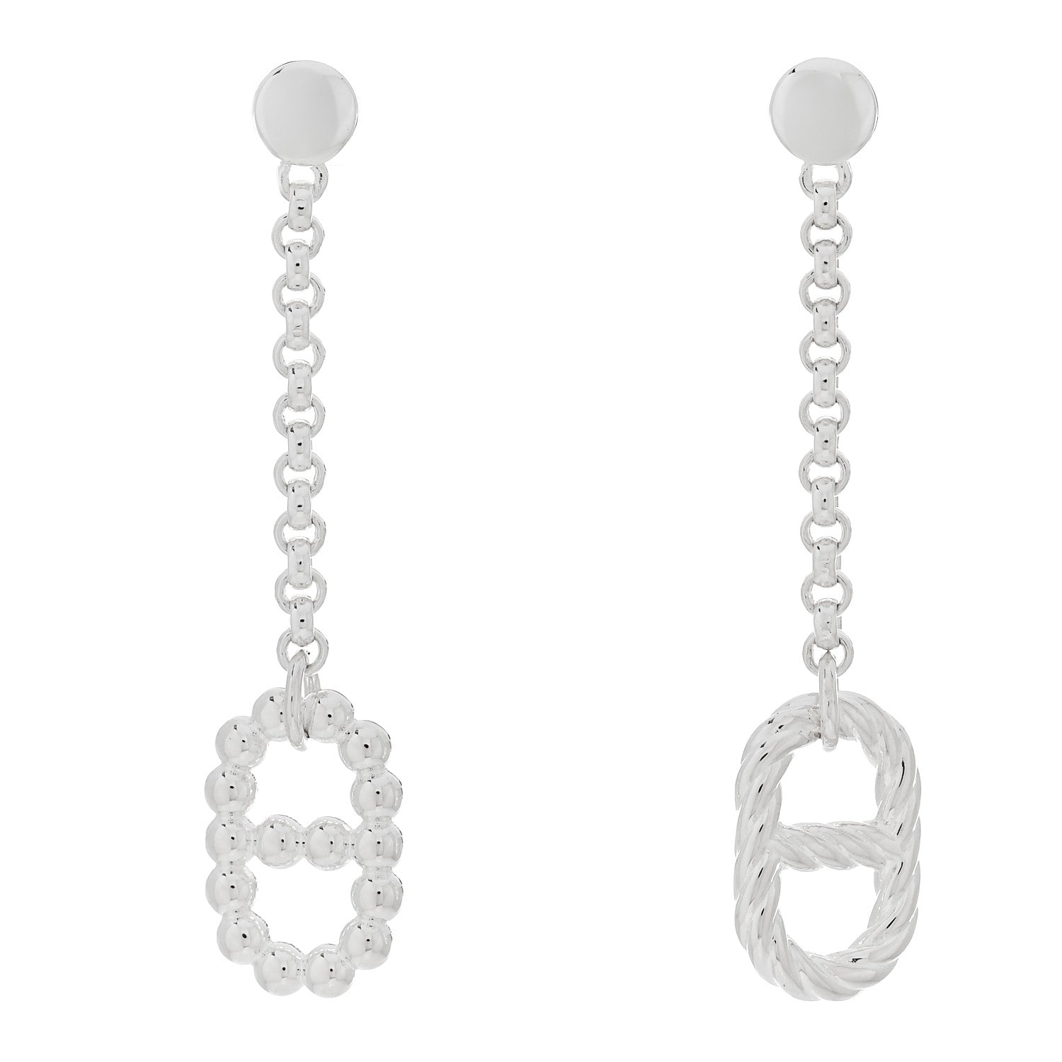 Hermes Sterling Silver Chaine d'ancre Alea II Dangle Earrings 1 of 5