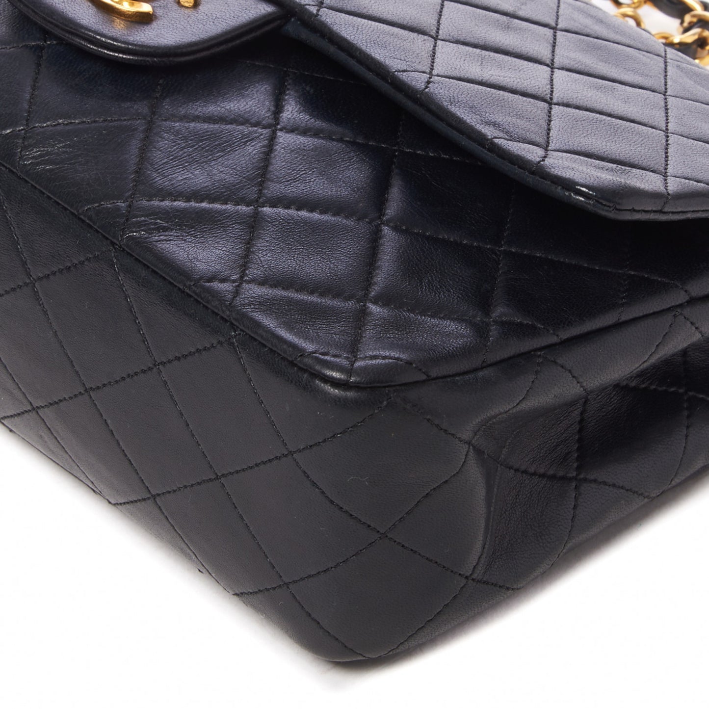 Lambskin Quilted Medium Double Flap Black