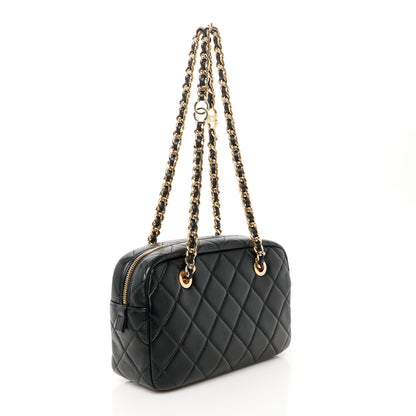 Chanel Lambskin Enamel Quilted CC Camera Case Black 3 of 10