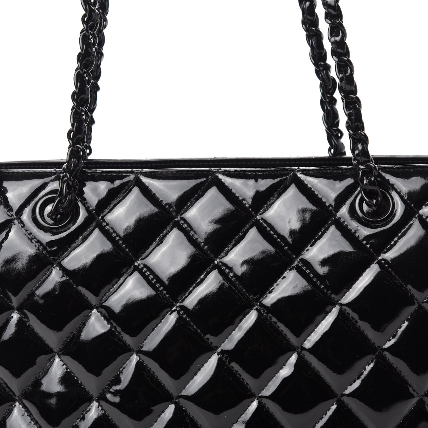 Patent Quilted Tote Black