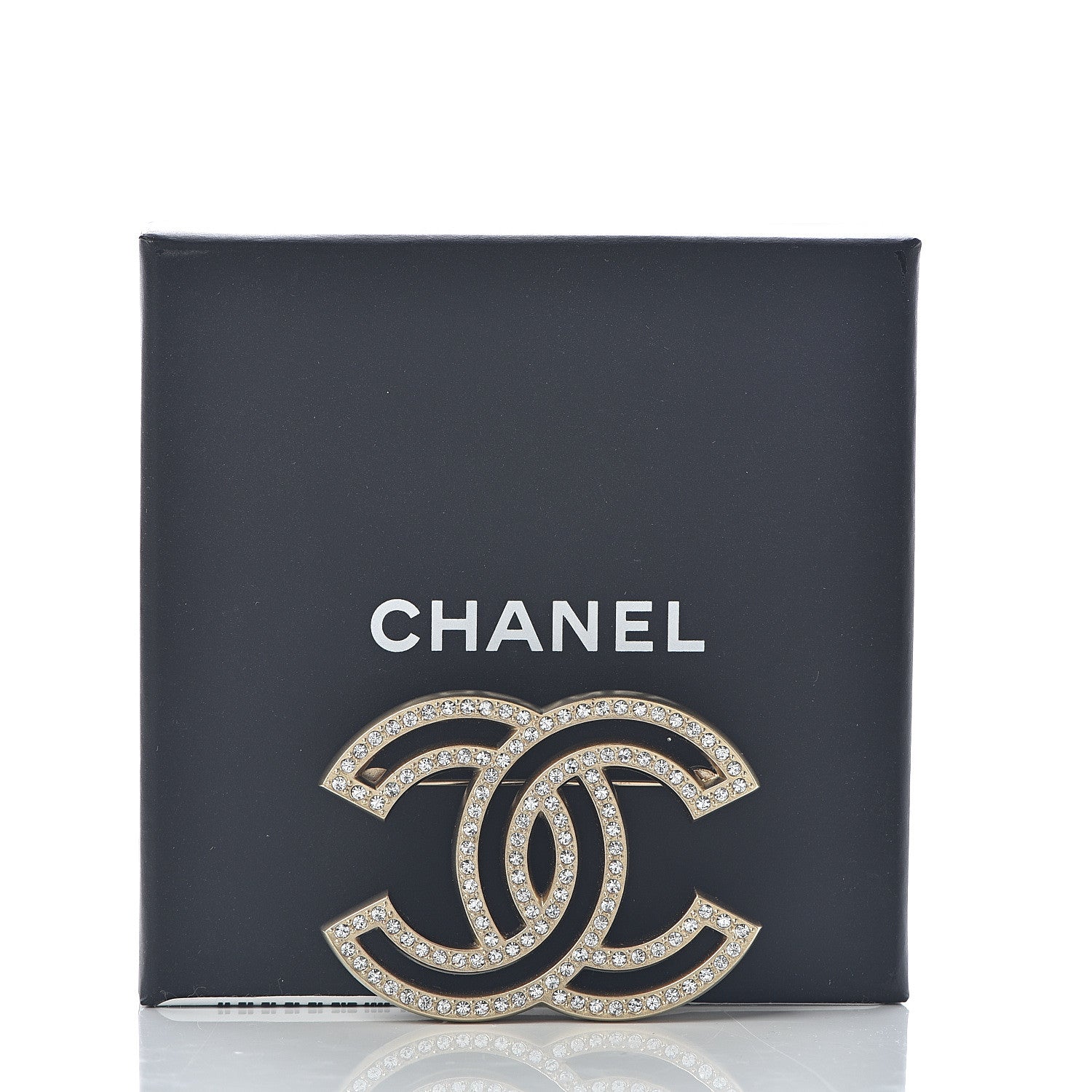 Chanel Crystal CC Brooch Light Gold 4 of 4