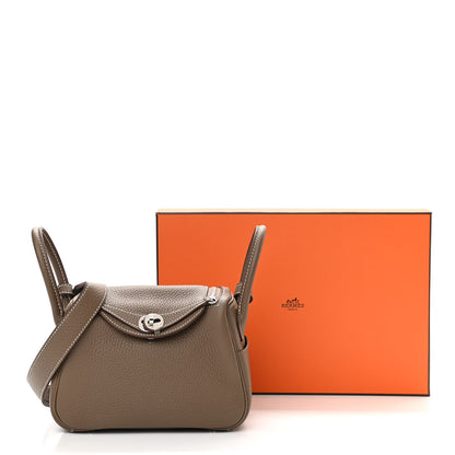 Hermes Taurillon Clemence Mini Lindy 20 Etoupe 10 of 10