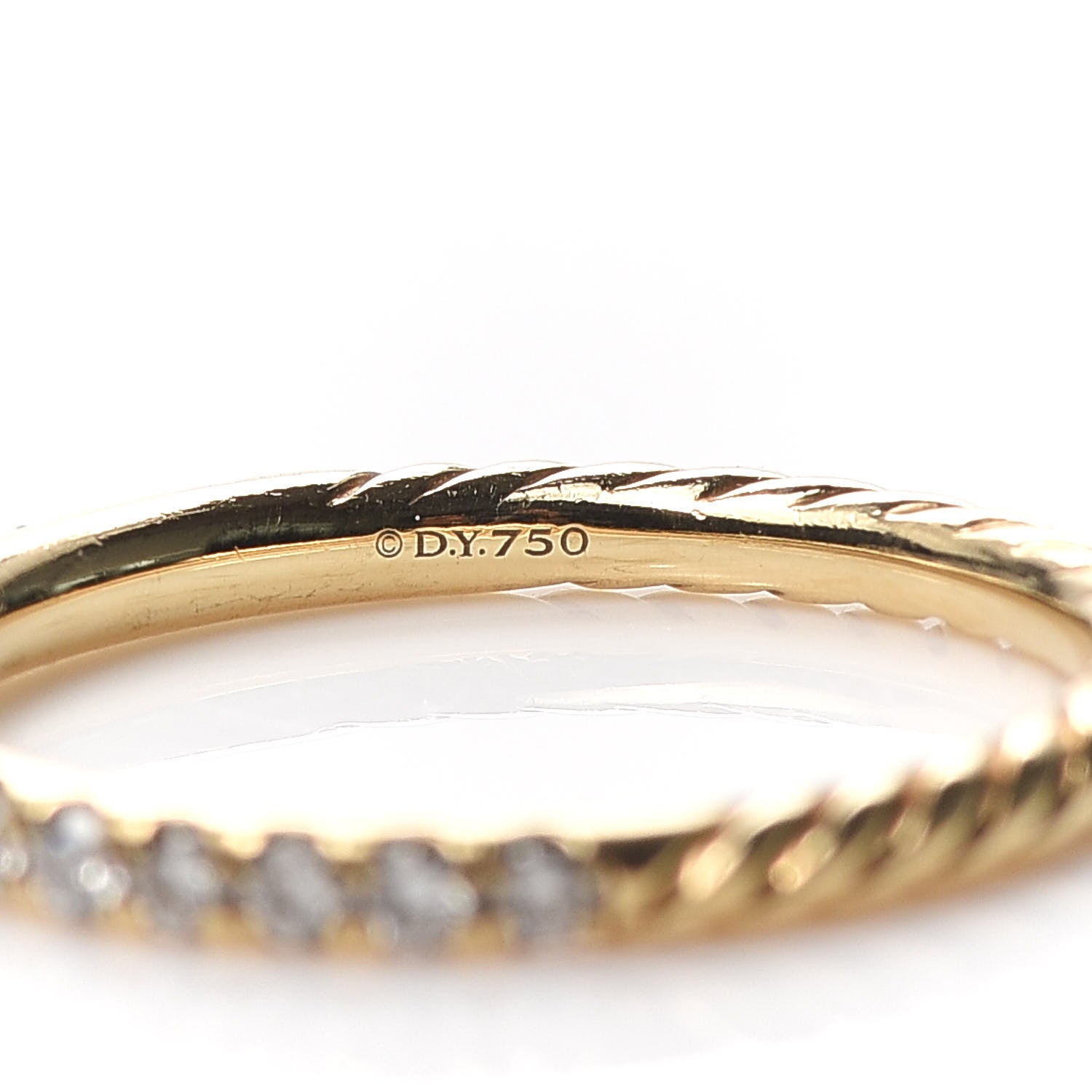 David Yurman 18K Yellow Gold Diamond 2mm Cable Collectibles Band Ring 55 7.25 4 of 5
