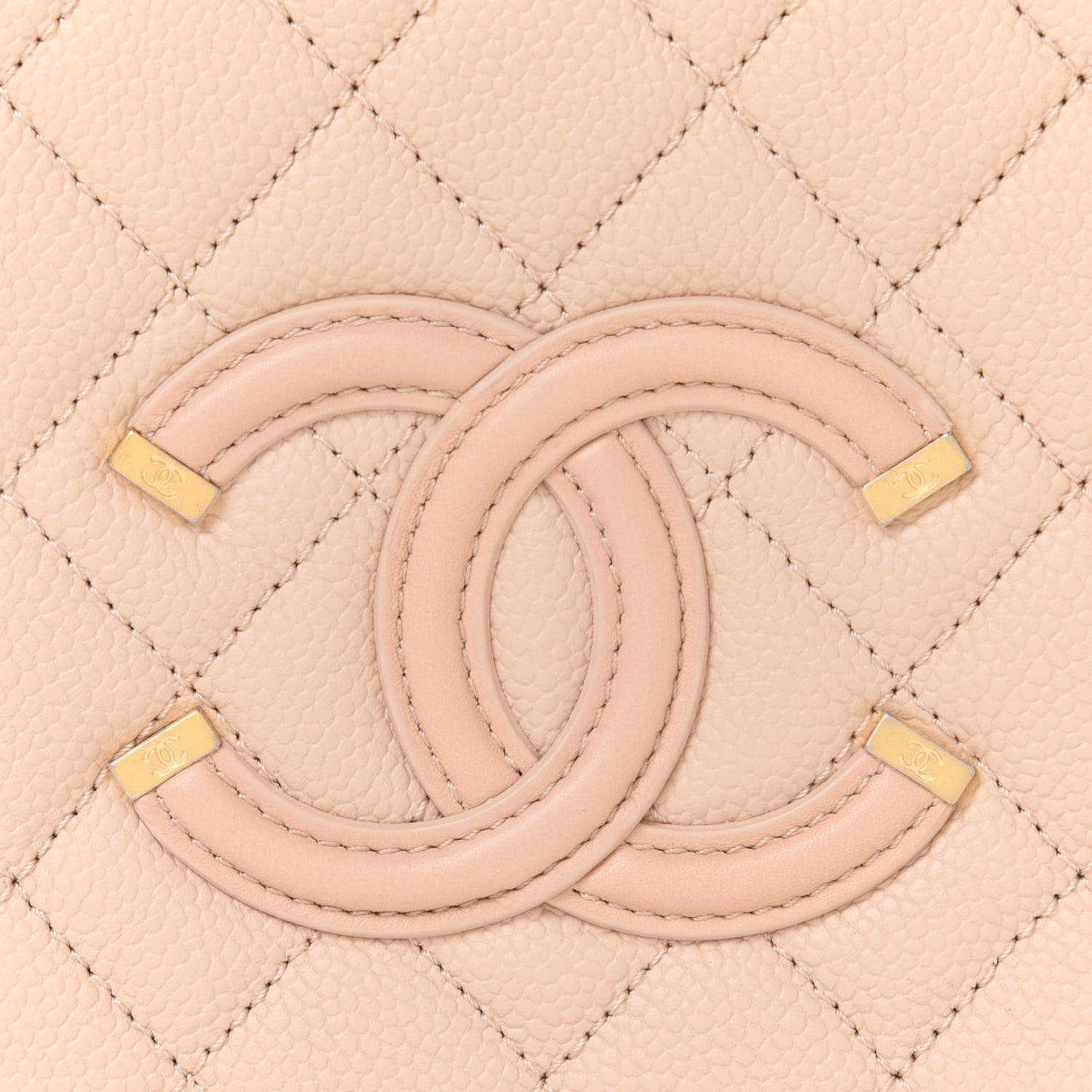 Caviar Quilted Medium CC Filigree Vanity Case Beige