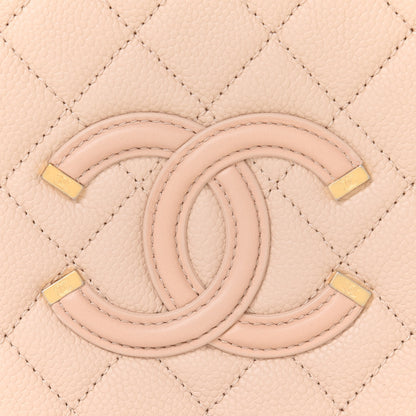 Chanel Caviar Quilted Medium CC Filigree Vanity Case Beige 8 of 10