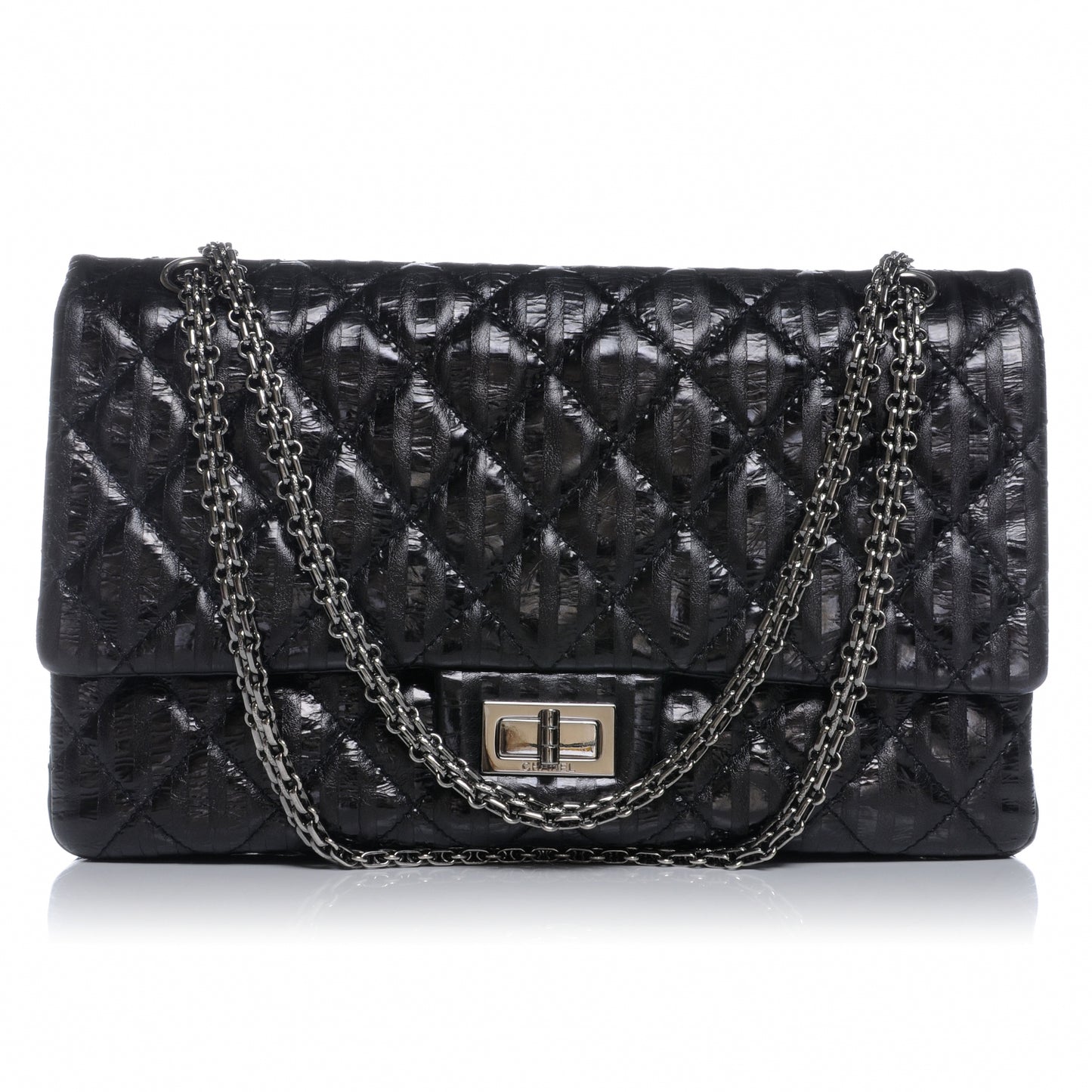 Quilted Leather 2.55 Reissue 227 Striped Black Flap