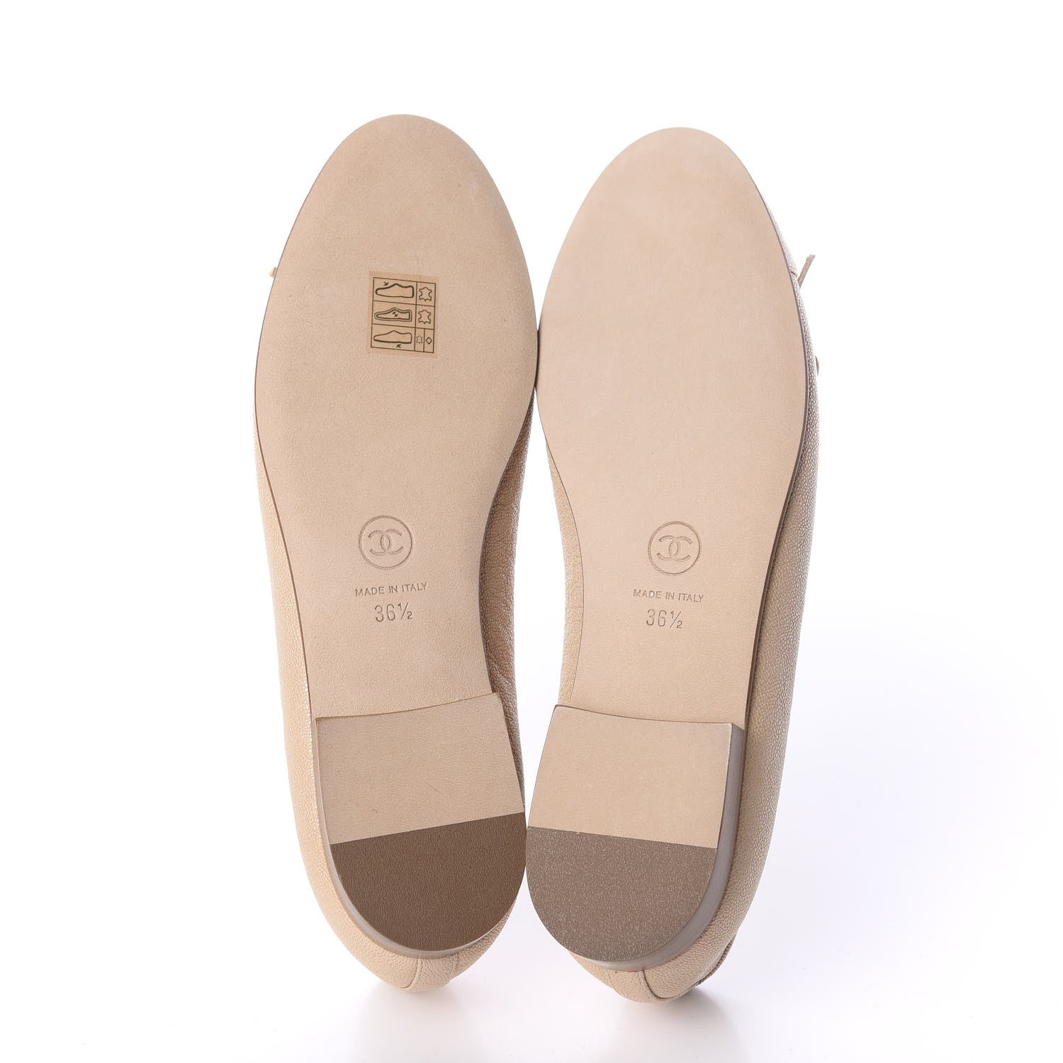 Chanel Iridescent Grained Calfskin Cap Toe Ballerina Flats 36.5 Beige 7 of 7