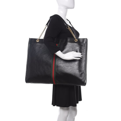 Gucci Calfskin Maxi Rajah Chain Tote Black 2 of 9