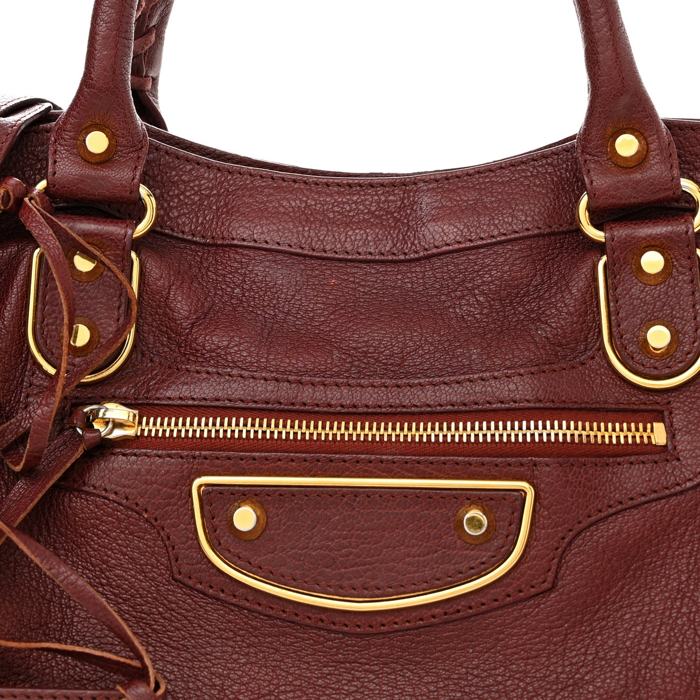 Chevre Gold Metallic Edge Hardware City Bordeaux