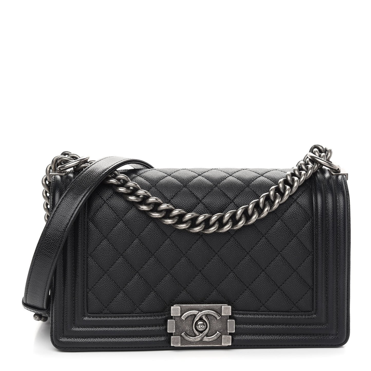 Caviar Quilted Medium Boy Flap Black