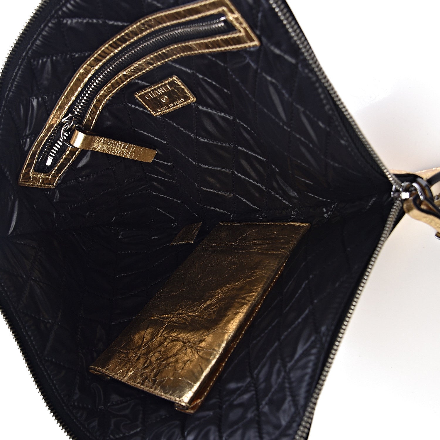 Chanel Metallic Lambskin Medium Je Ne Suis Pas En Solde Pouch Clutch Gold 5 of 9