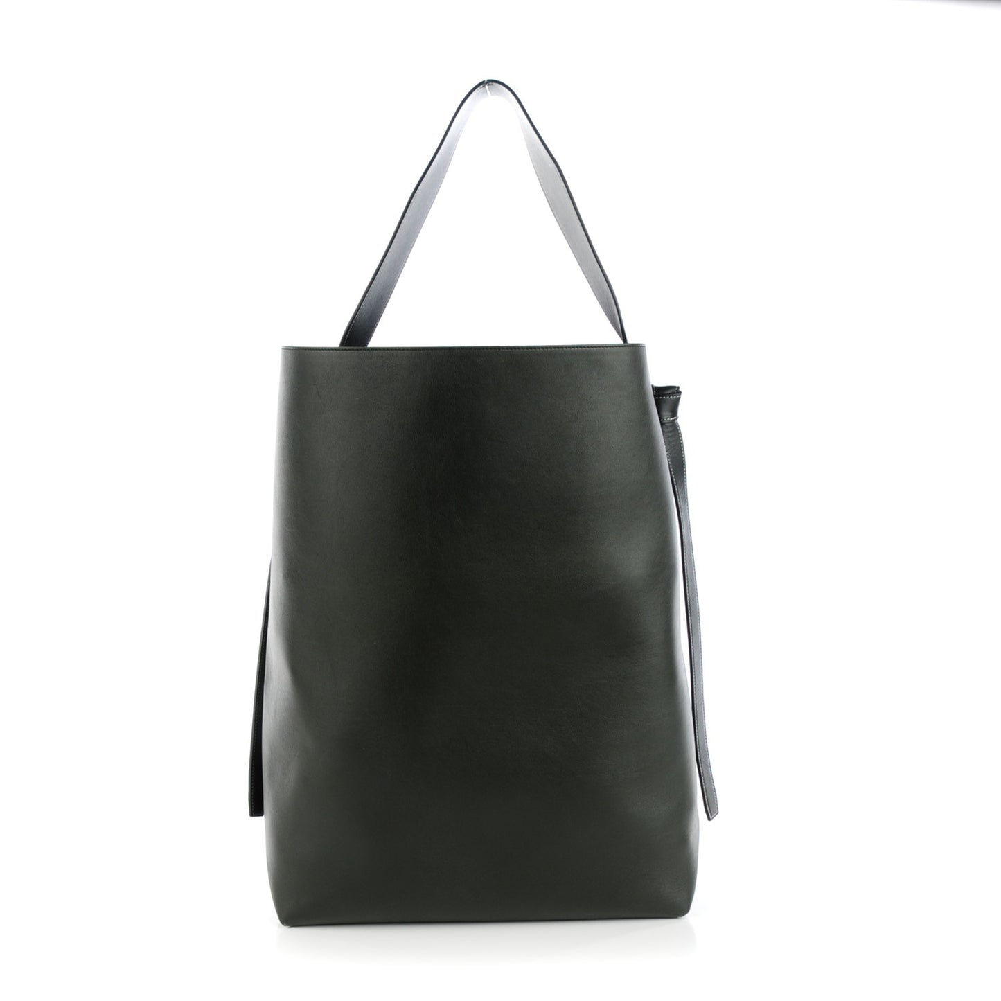 Shiny Smooth Calfskin Oversized Bi-Color Twisted Cabas Navy Dark Green
