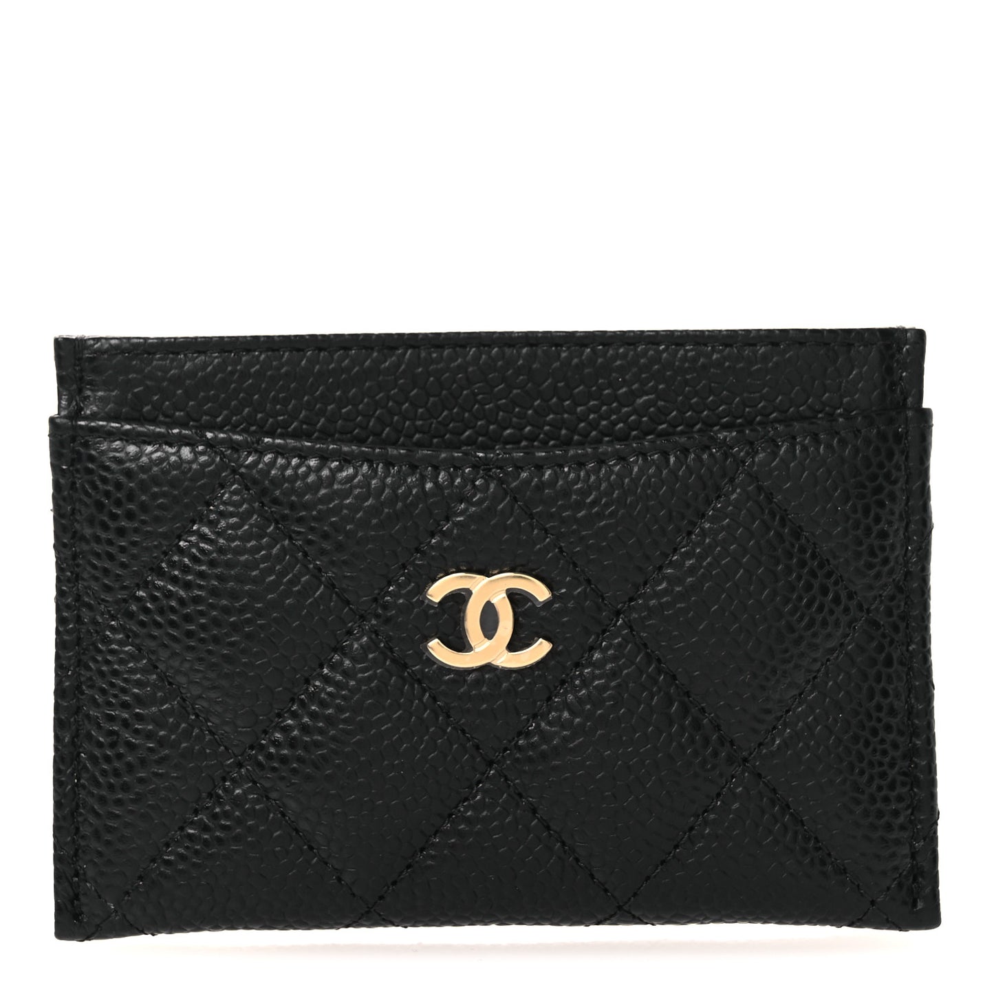 Caviar Quilted Card Holder Black