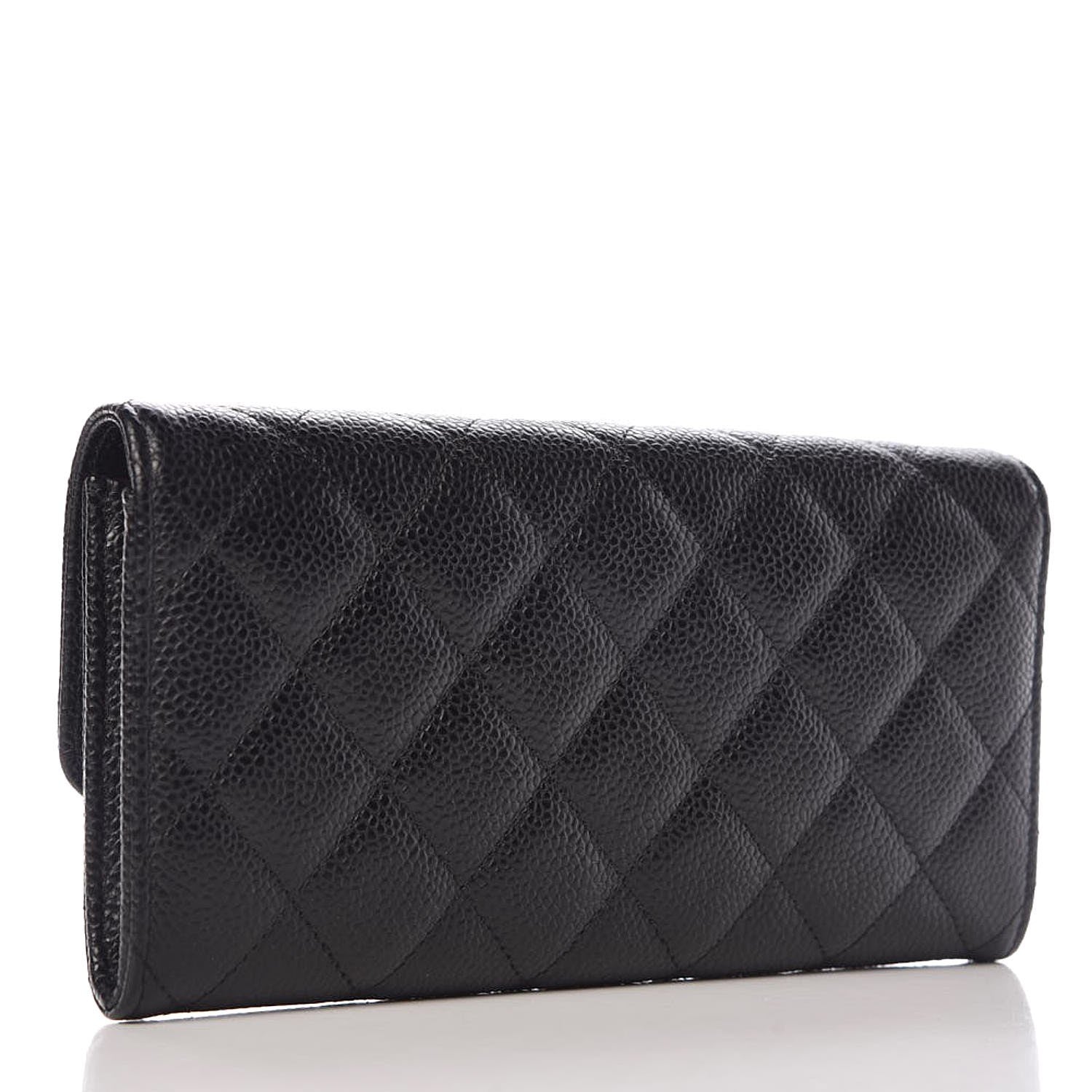 Chanel Caviar Quilted Large Gusset Flap Wallet Black 3 of 9