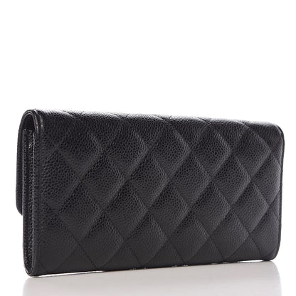 Chanel Caviar Quilted Large Gusset Flap Wallet Black 3 of 9