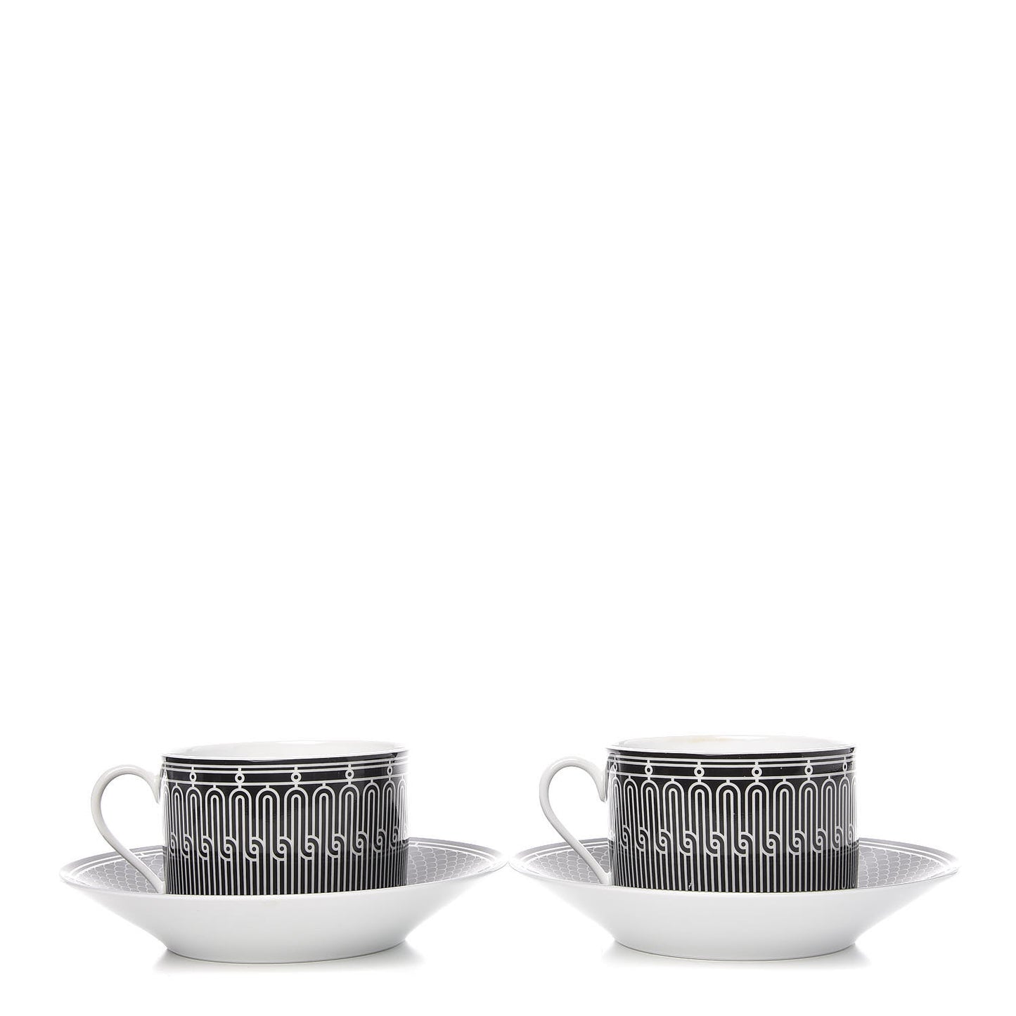 Porcelain H Deco Breakfast Cup And Saucer Set Of 2 Black