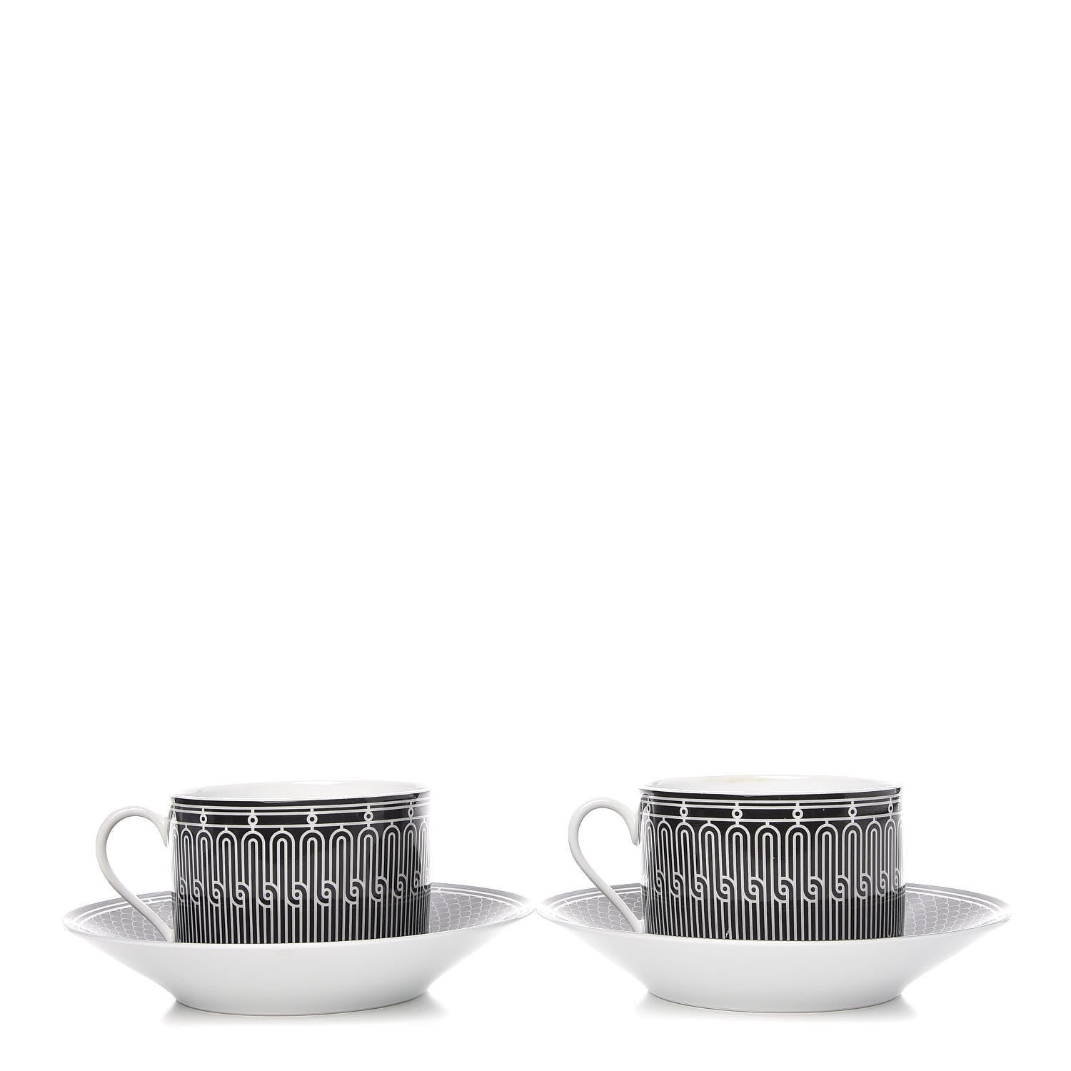 Hermes Porcelain H Deco Breakfast Cup And Saucer Set Of 2 Black 3 of 8